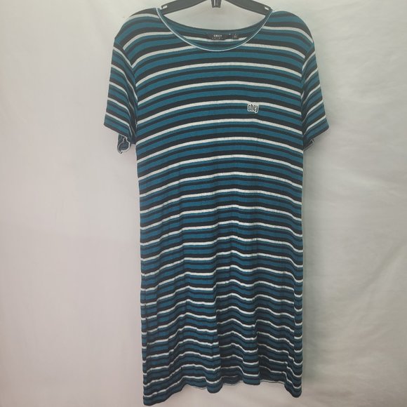 Obey Worldwide Women's T-Shirt Dress Striped - Size Small - Picture 1 of 5